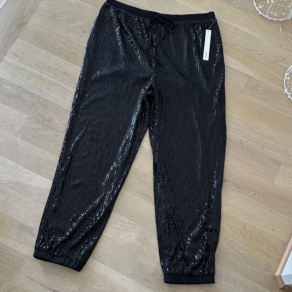 Aqua Black Sequin Joggers